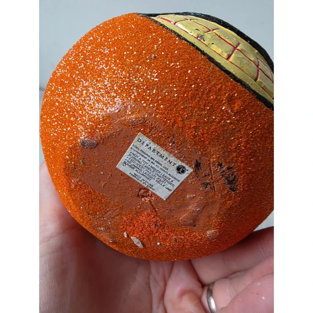 Dept 56 glitter pumpkin Halloween glitterville? Candle figurine statue decor